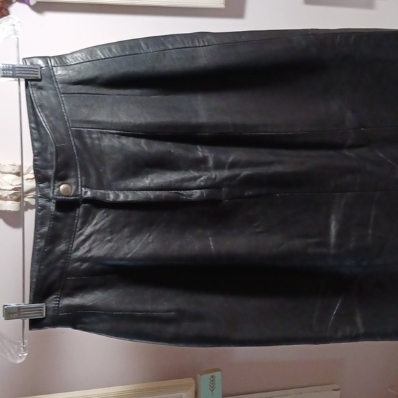 Dakota ⚜️ Vintage Luxury Leather Midi Skirt  10 - Picture 5 of 12